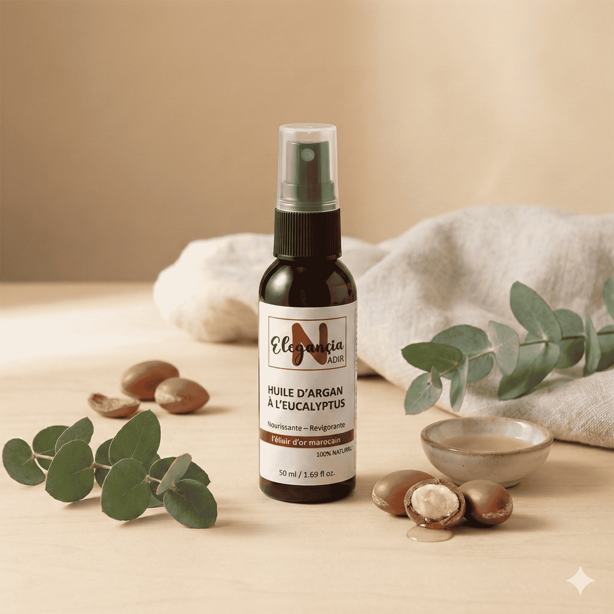 Huile d'Argan à l'Eucalyptus Nadir Elegancia - Soin Revigorant