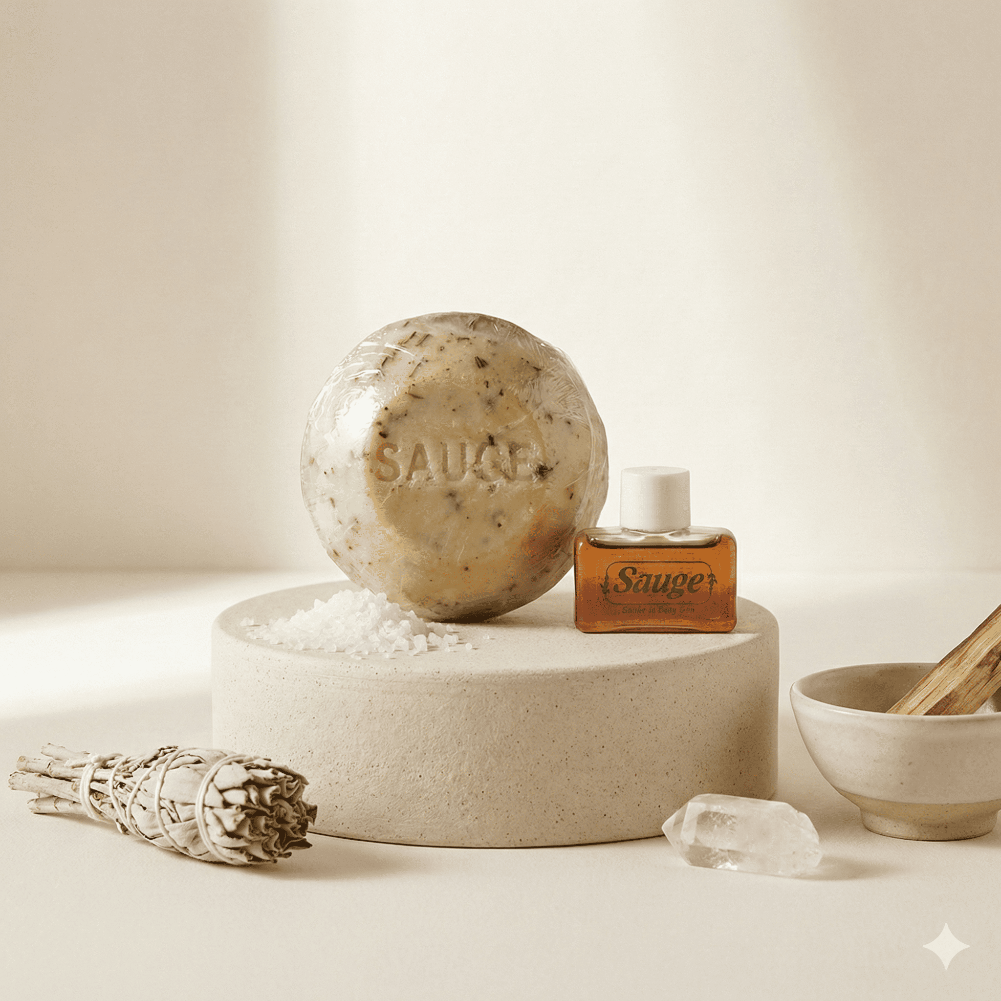 Duo Bien-Être "Sauge" - Huile de Soin et Savon Artisanal aux Herbes - Coffret Spirituel