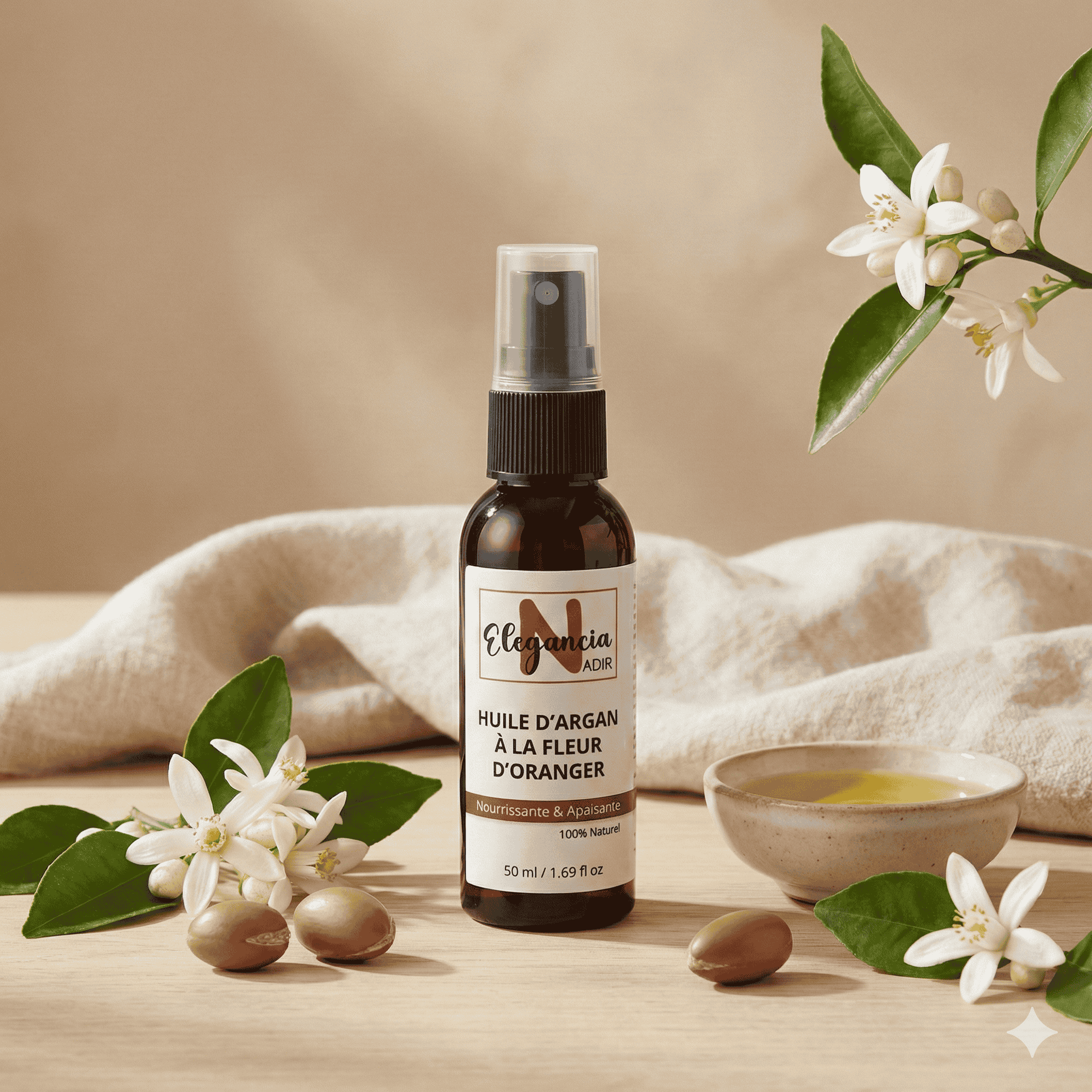 Huile d'Argan à la Fleur d'Oranger Nadir Elegancia - Soin Apaisant