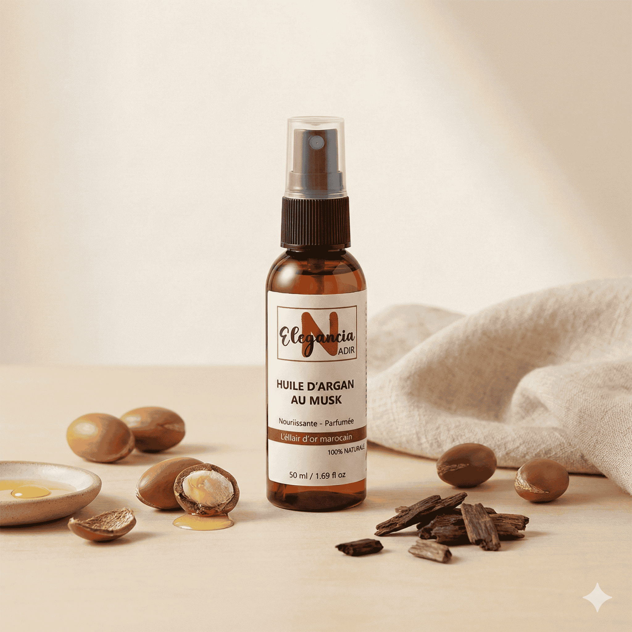 Huile d'Argan au Musk Nadir Elegancia - Élixir de Pureté