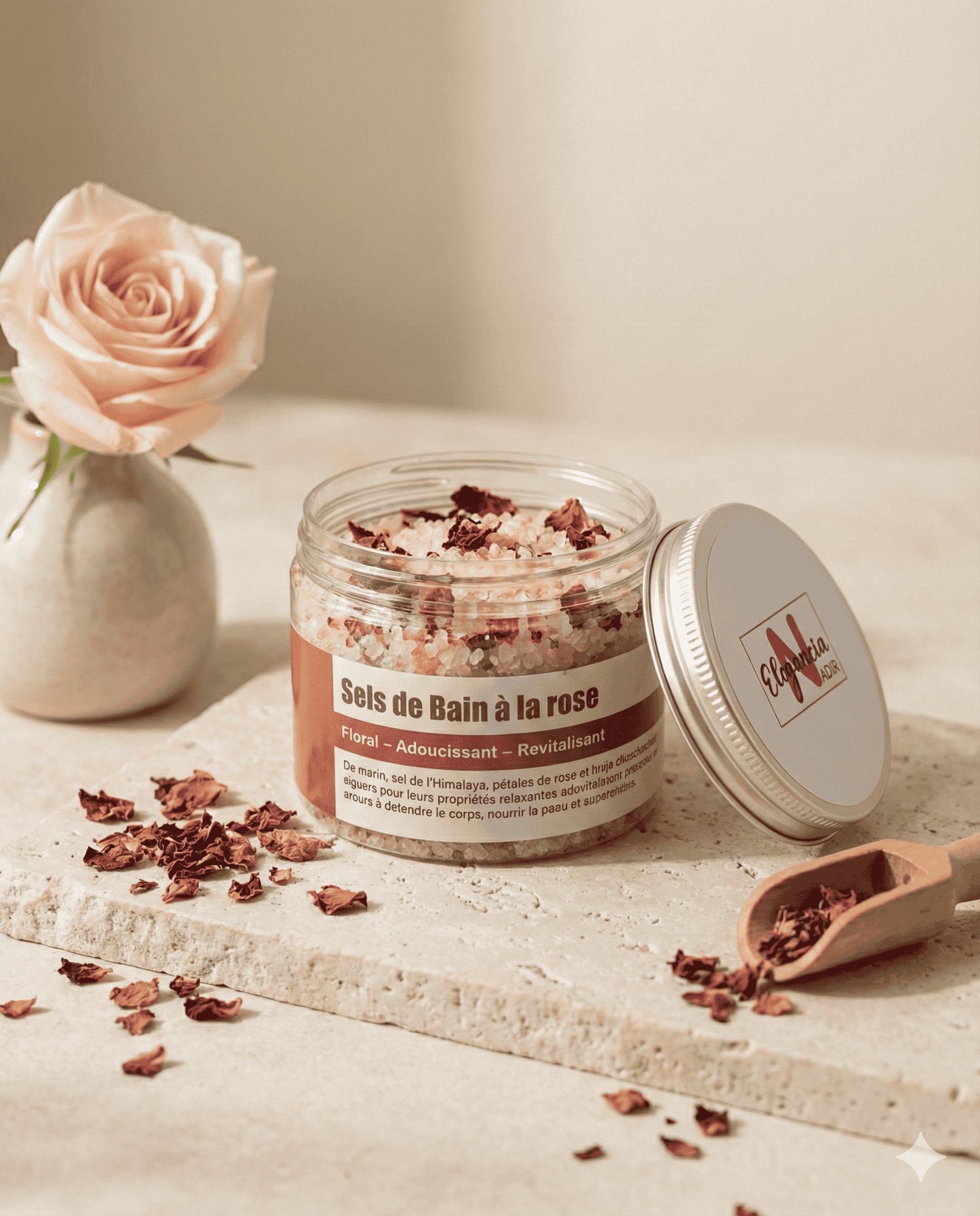 Sels de Bain à la Rose - Sel de l'Himalaya et Pétales Naturels