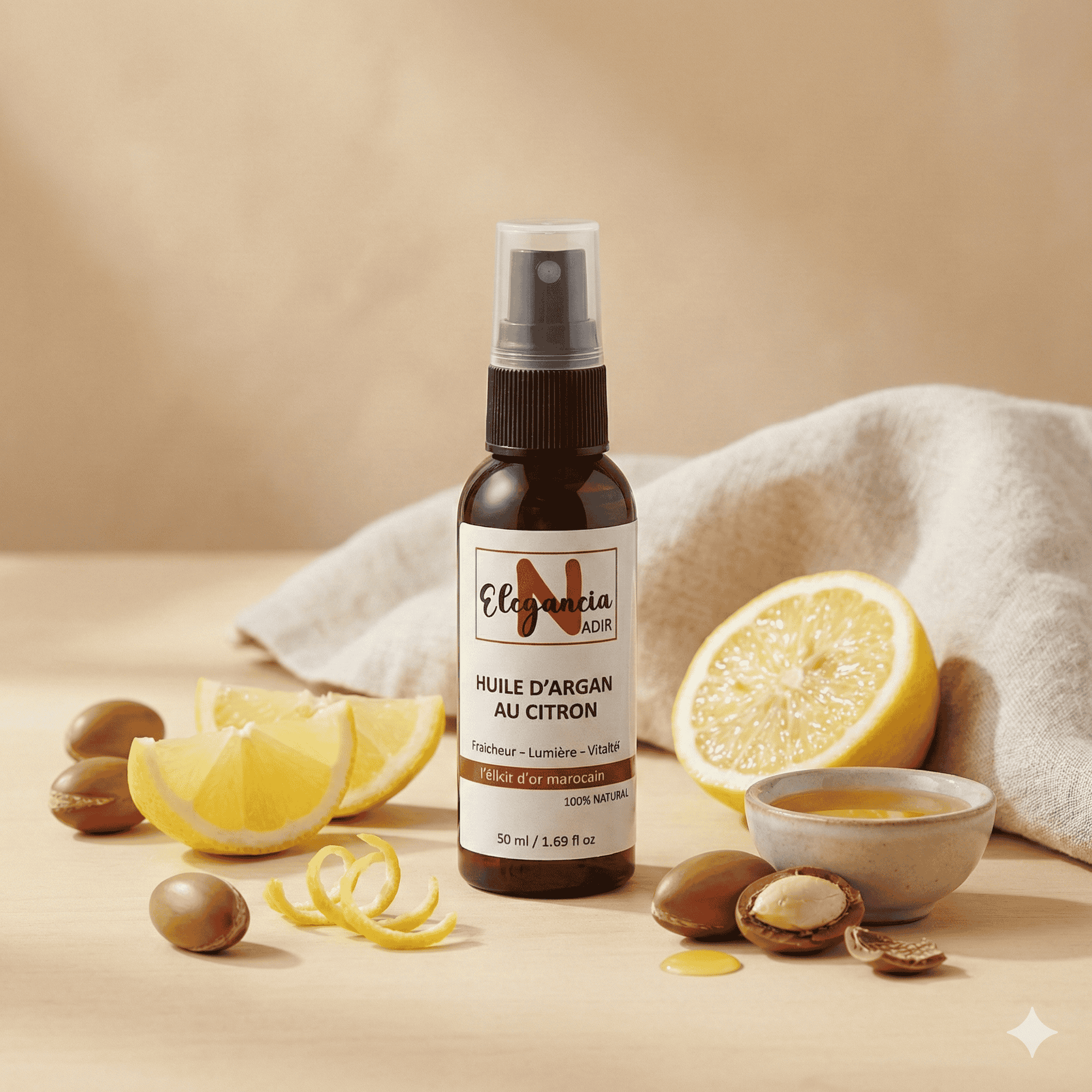 Huile d'Argan au Citron Nadir Elegancia - Élixir Naturel